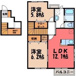 古河駅 バス36分  松岡町南下車：停歩13分 2階の物件間取画像